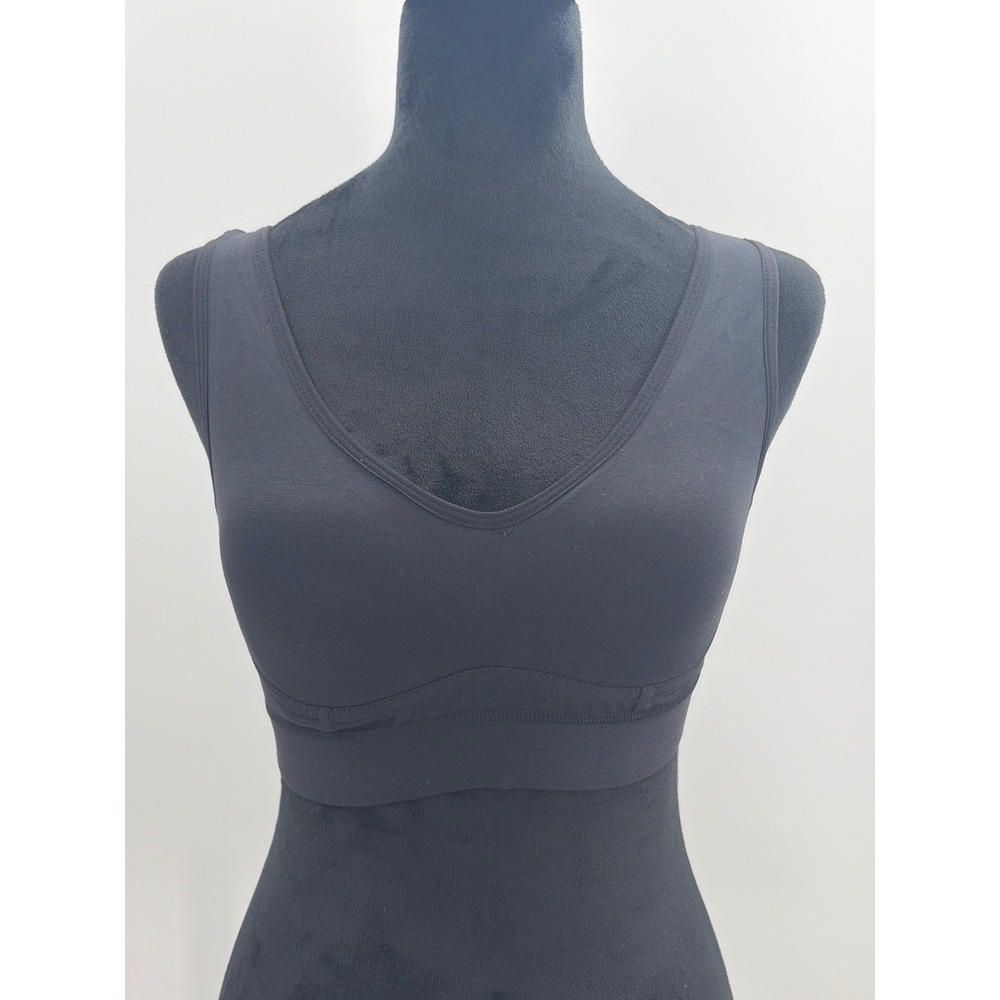 Truekind Cool Comfort Cotton Bralette Black Wireless V-Neck Size M 91400 NWT - Picture 3 of 8